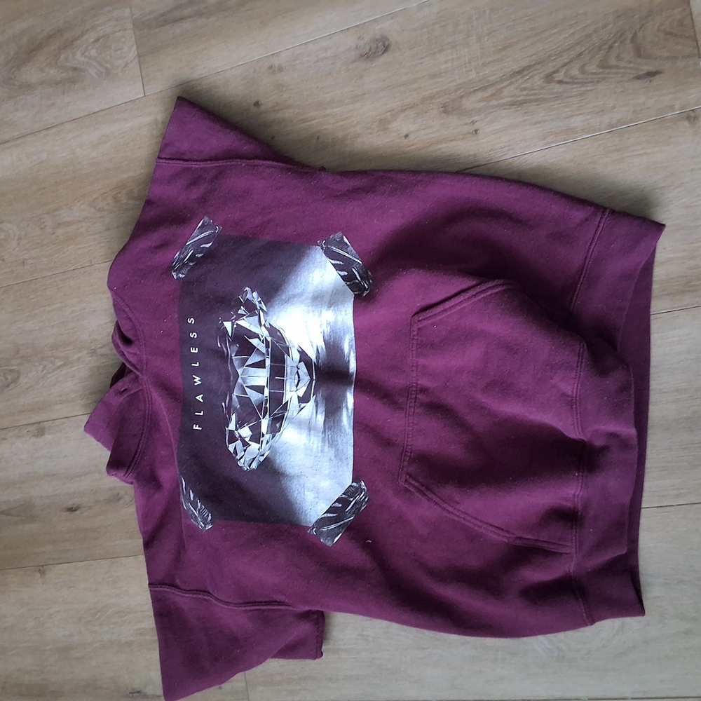 Burgundy Graphic Hoodie with Diamond Print